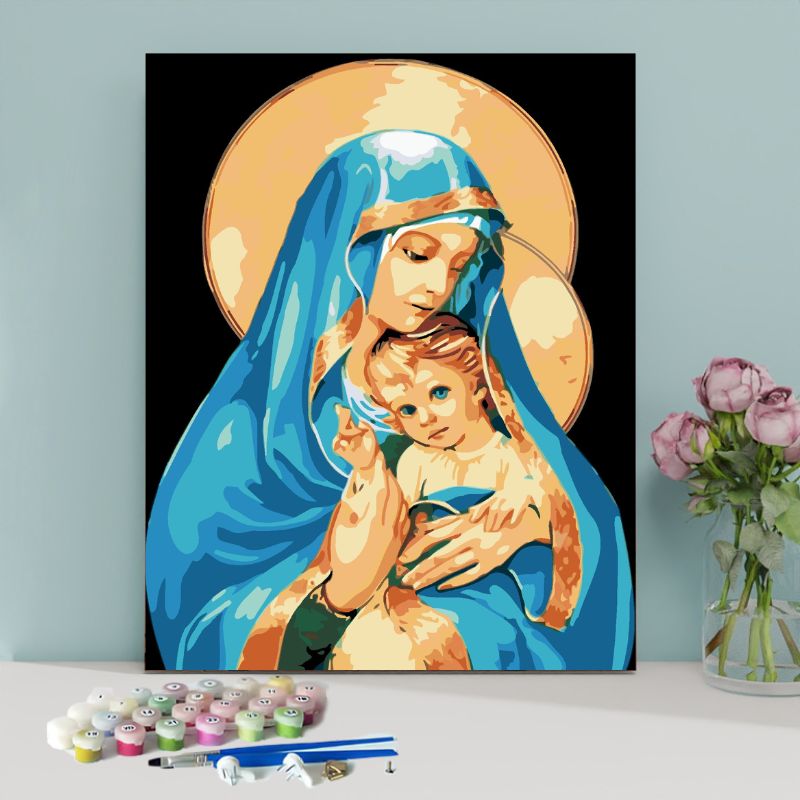 Virgin Mary, Baby Jesus-Paint by Numbers