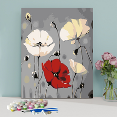 Red and White Flowers-Paint by Numbers