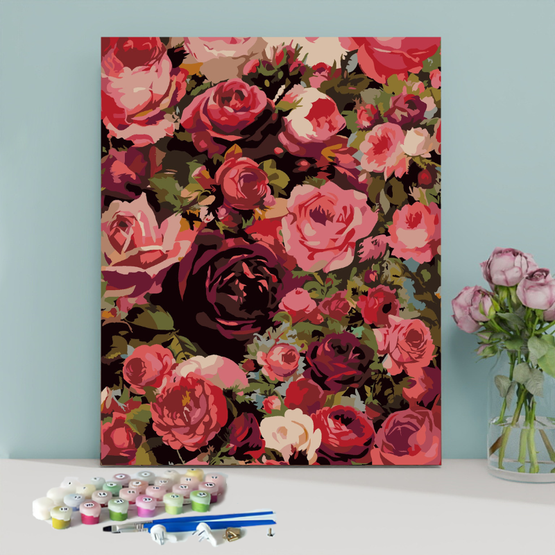 Red Rose Flowers-Paint by Numbers