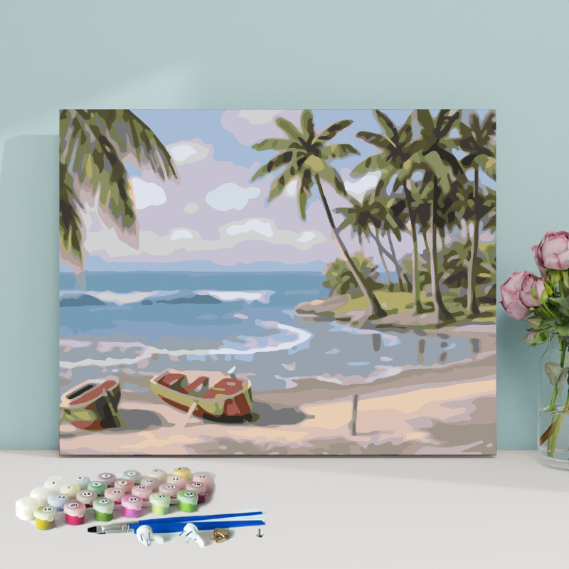 Beach Coconut Tree-Paint by Numbers