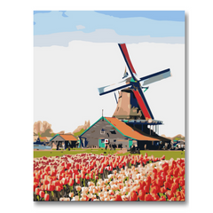 Windmill and Rose Garden-Paint by Numbers