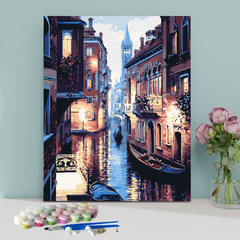 Venice Gondola Night Lights-Paint by Numbers