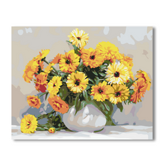 Yellow Flowes in the Vase-Paint by Numbers