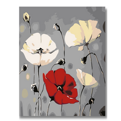 Red and White Flowers-Paint by Numbers