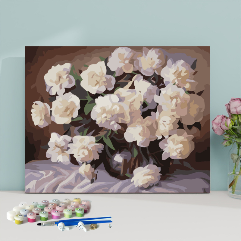 White Flowers-Paint by Numbers