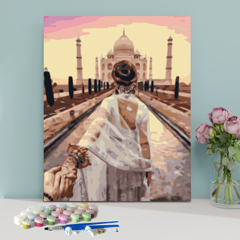 Romance in Taj Mahal-Paint by Numbers