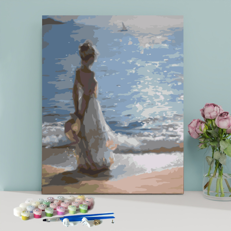 Girl by the Sea House-Paint by Numbers