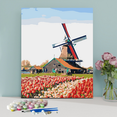 Windmill and Rose Garden-Paint by Numbers