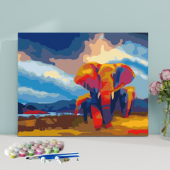 Elephants in Savannah-Paint by Numbers