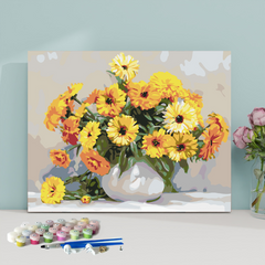 Yellow Flowes in the Vase-Paint by Numbers