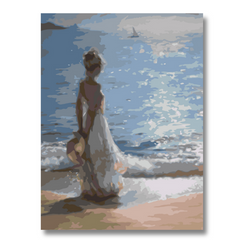 Girl by the Sea House-Paint by Numbers