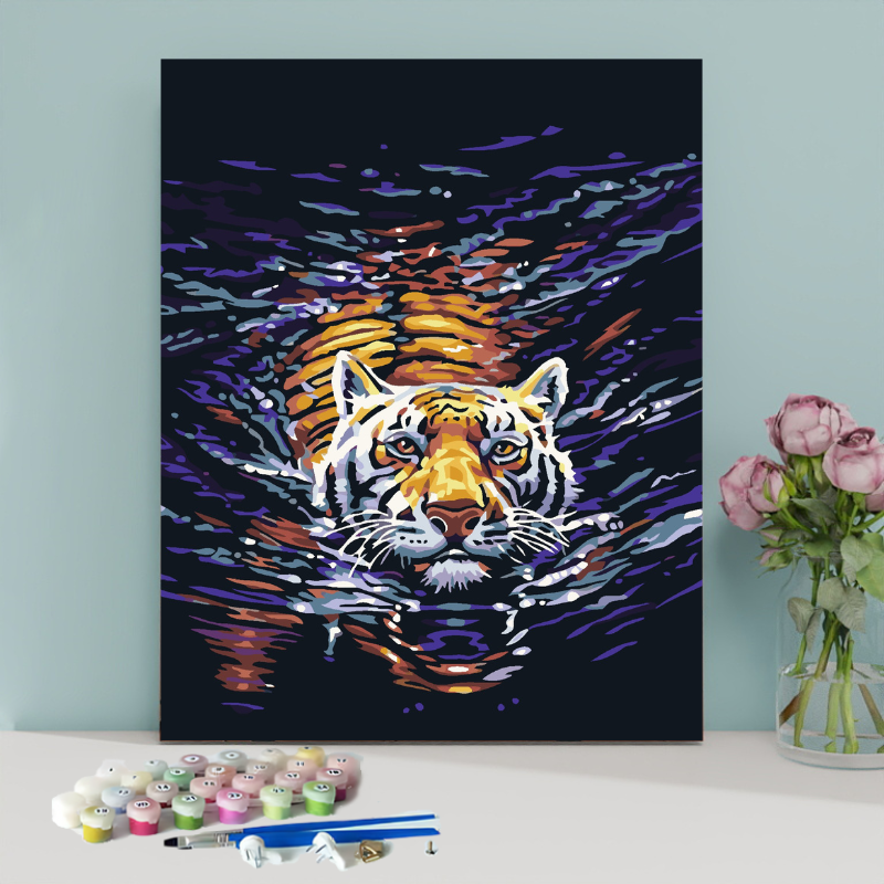 Tiger in Water-Paint by Numbers