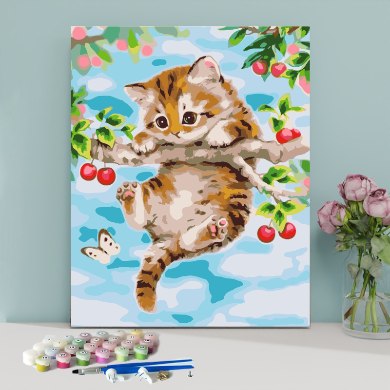 Little Cherry Cat-Paint by Numbers