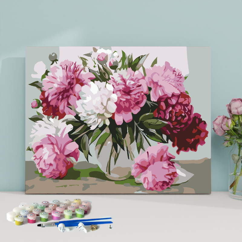 Peony Flowes in Vase-Paint by Numbers