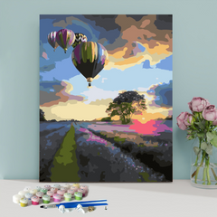 Hot Air Balloons and Flower Field-Paint by Numbers