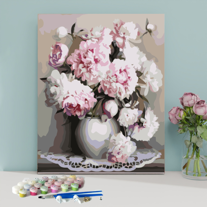 Vase of Peonies-Paint by Numbers