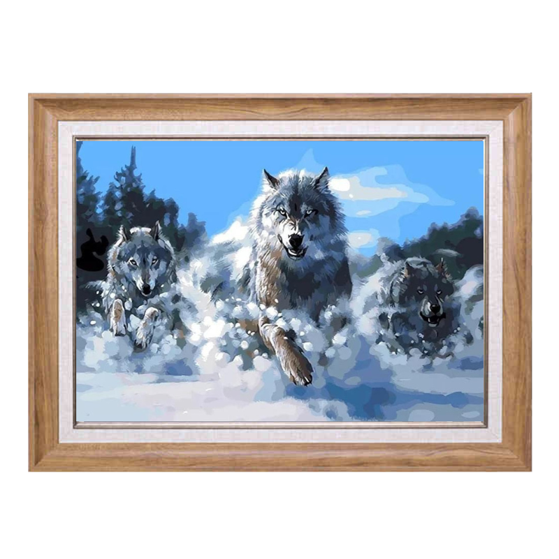 Wolves Hunting in the Snow-Paint by Numbers