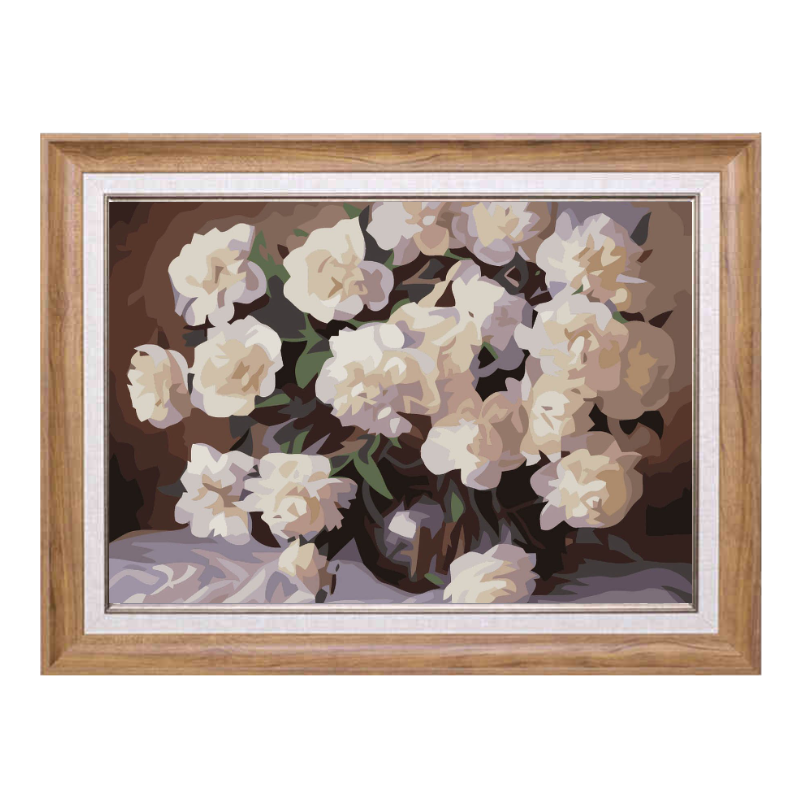 White Flowers-Paint by Numbers