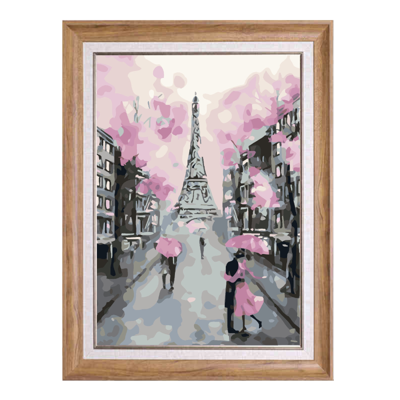 Cherry Blossom Eiffel Tower-Paint by Numbers