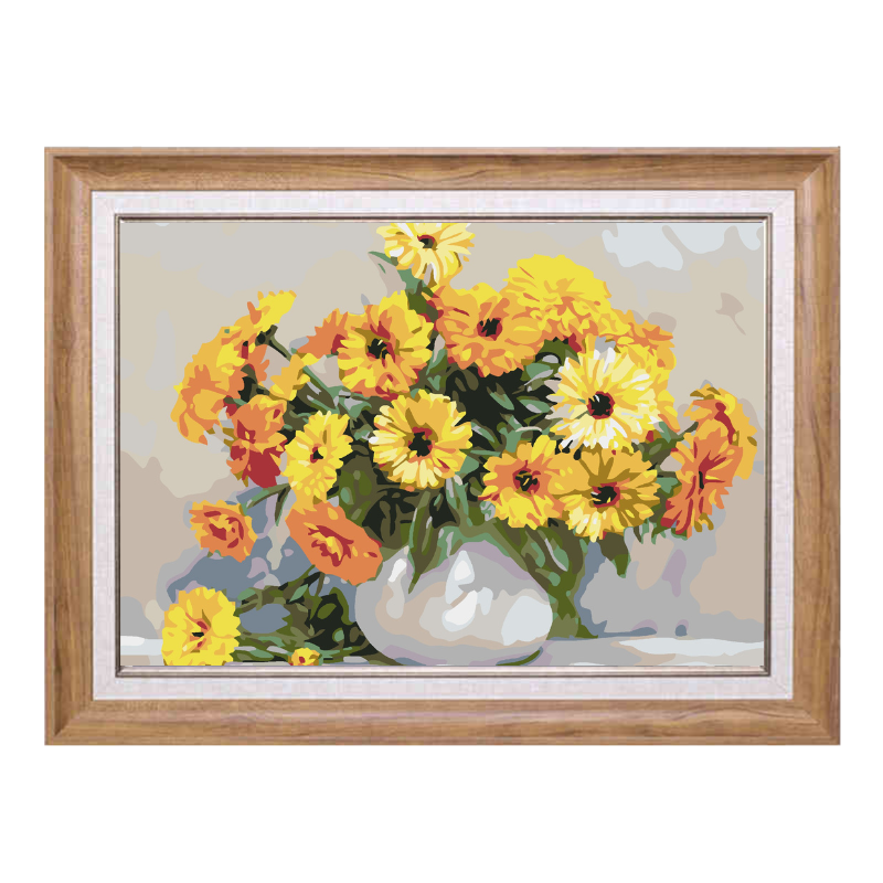 Yellow Flowes in the Vase-Paint by Numbers