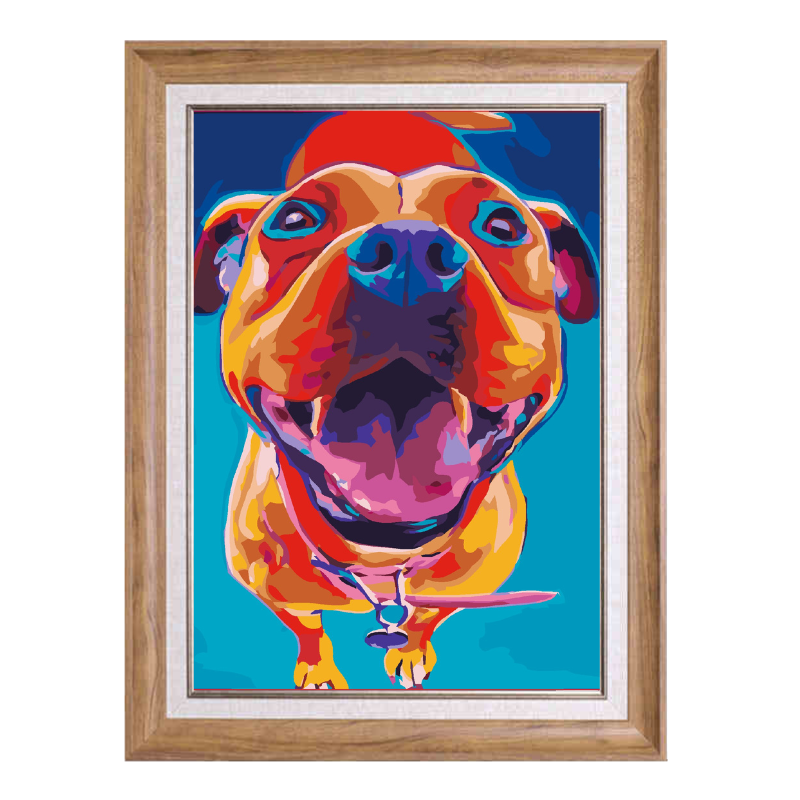 Happy Pit Bull Dog-Paint by Numbers