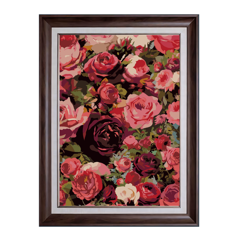 Red Rose Flowers-Paint by Numbers