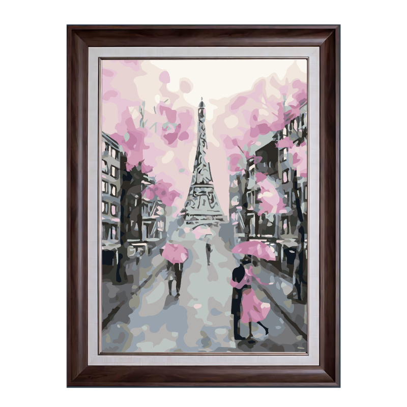 Cherry Blossom Eiffel Tower-Paint by Numbers