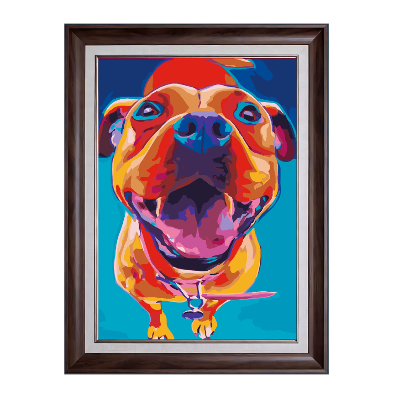 Happy Pit Bull Dog-Paint by Numbers