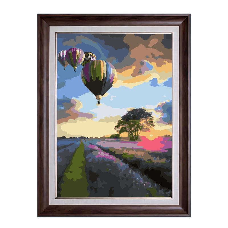 Hot Air Balloons and Flower Field-Paint by Numbers