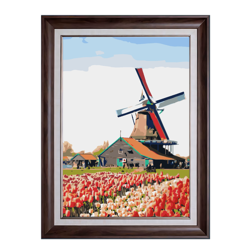 Windmill and Rose Garden-Paint by Numbers