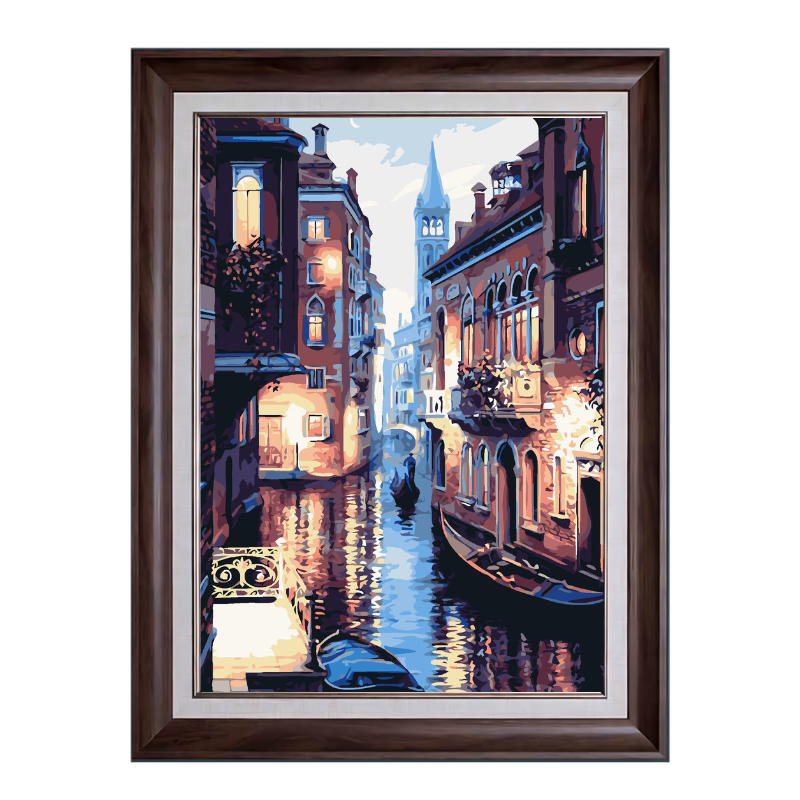 Venice Gondola Night Lights-Paint by Numbers