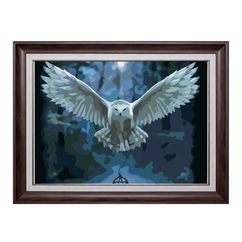 White Flying Owl-Paint by Numbers