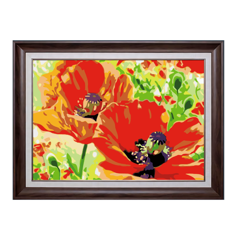 Poppy Orange Flowers-Paint by Numbers