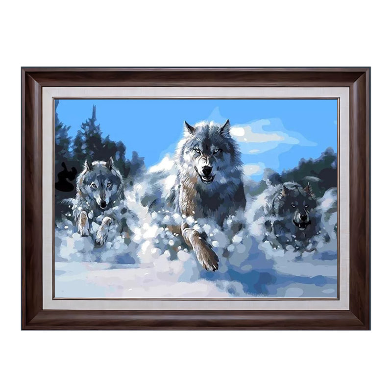 Wolves Hunting in the Snow-Paint by Numbers