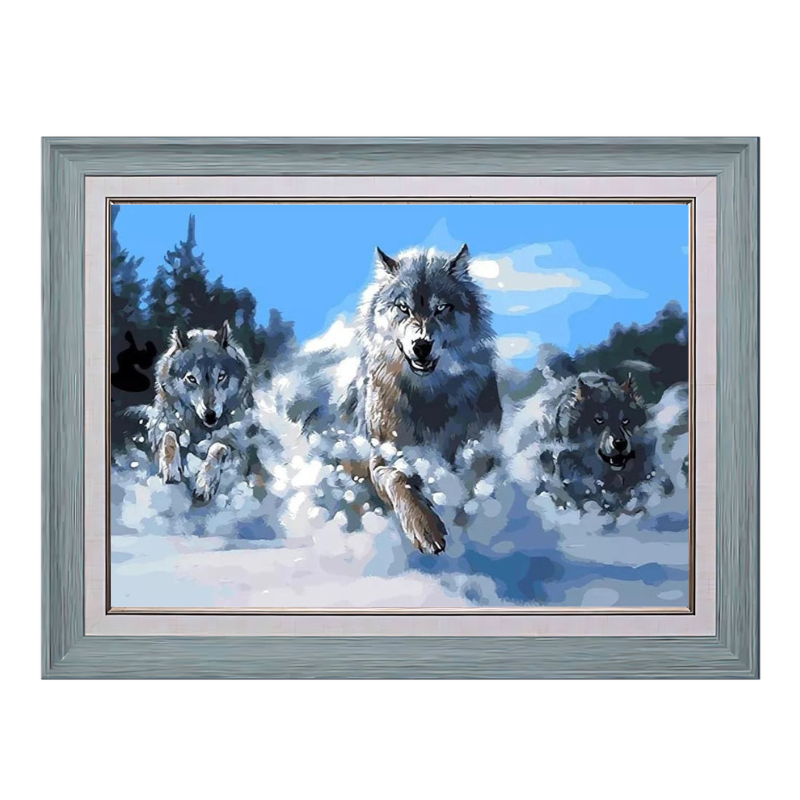 Wolves Hunting in the Snow-Paint by Numbers