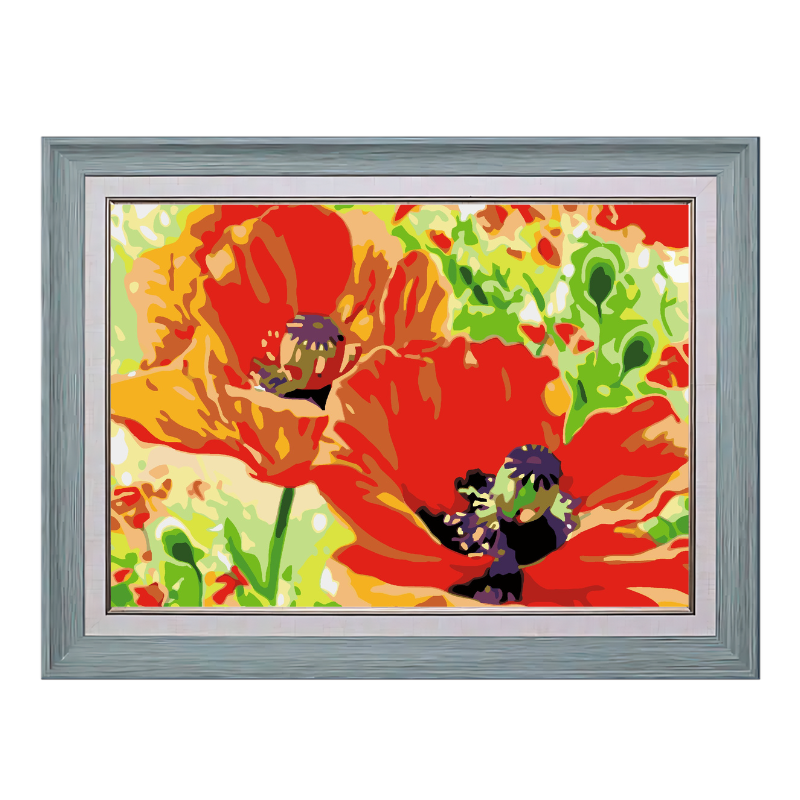 Poppy Orange Flowers-Paint by Numbers