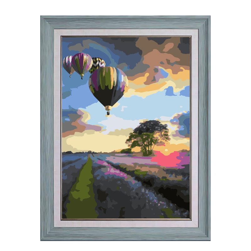 Hot Air Balloons and Flower Field-Paint by Numbers