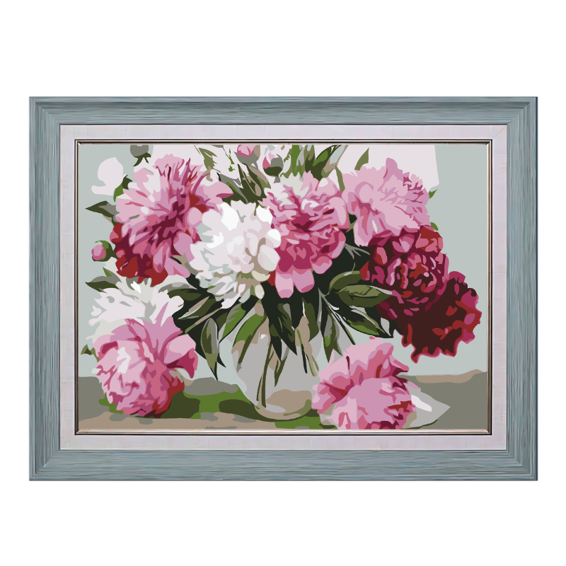 Peony Flowes in Vase-Paint by Numbers