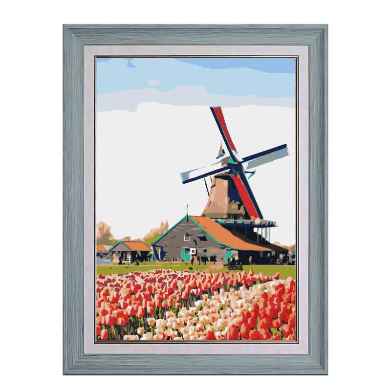 Windmill and Rose Garden-Paint by Numbers