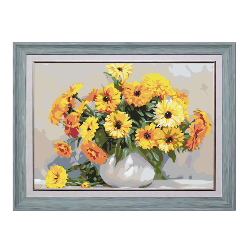 Yellow Flowes in the Vase-Paint by Numbers