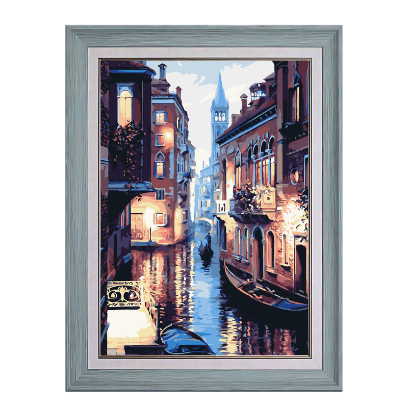 Venice Gondola Night Lights-Paint by Numbers