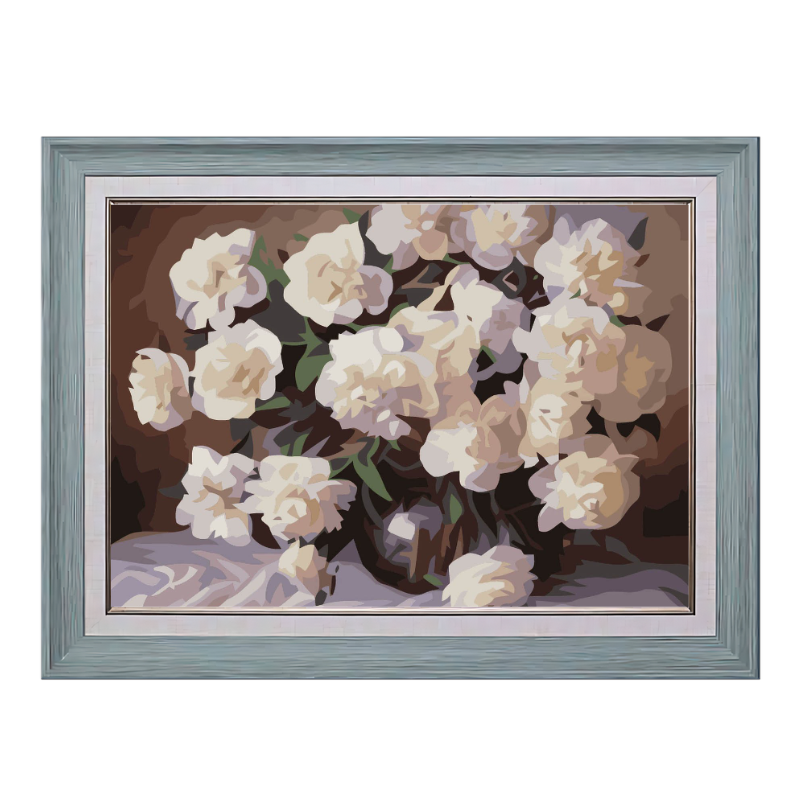 White Flowers-Paint by Numbers