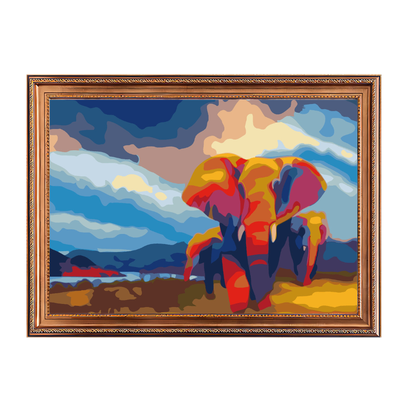 Elephants in Savannah-Paint by Numbers