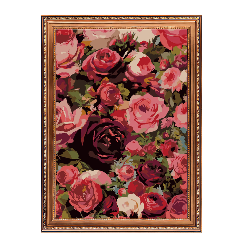 Red Rose Flowers-Paint by Numbers