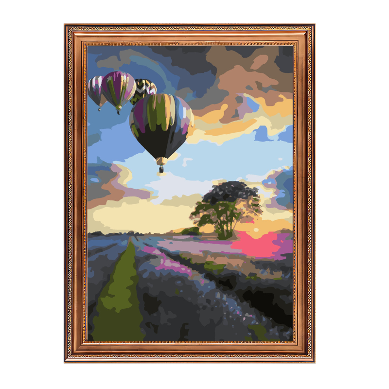 Hot Air Balloons and Flower Field-Paint by Numbers