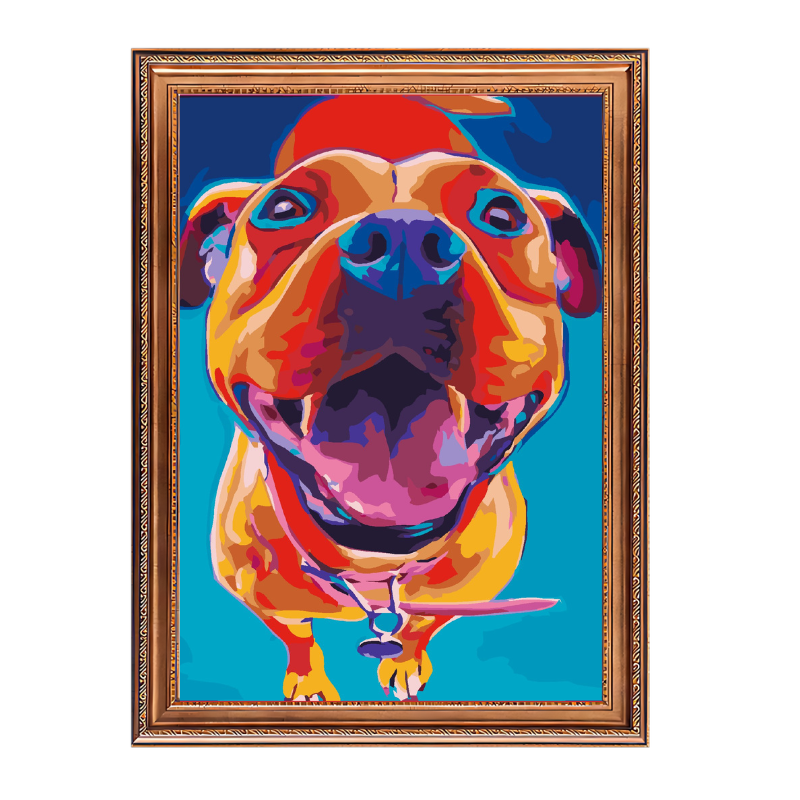 Happy Pit Bull Dog-Paint by Numbers