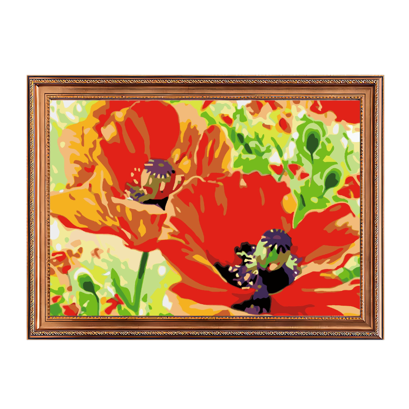 Poppy Orange Flowers-Paint by Numbers