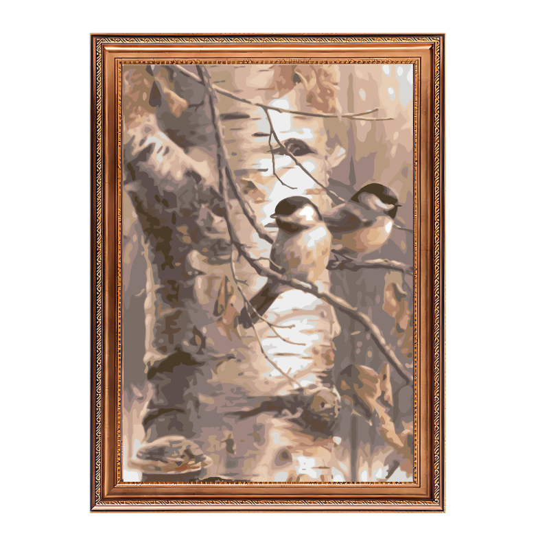 Two Birds on Branches-Paint by Numbers