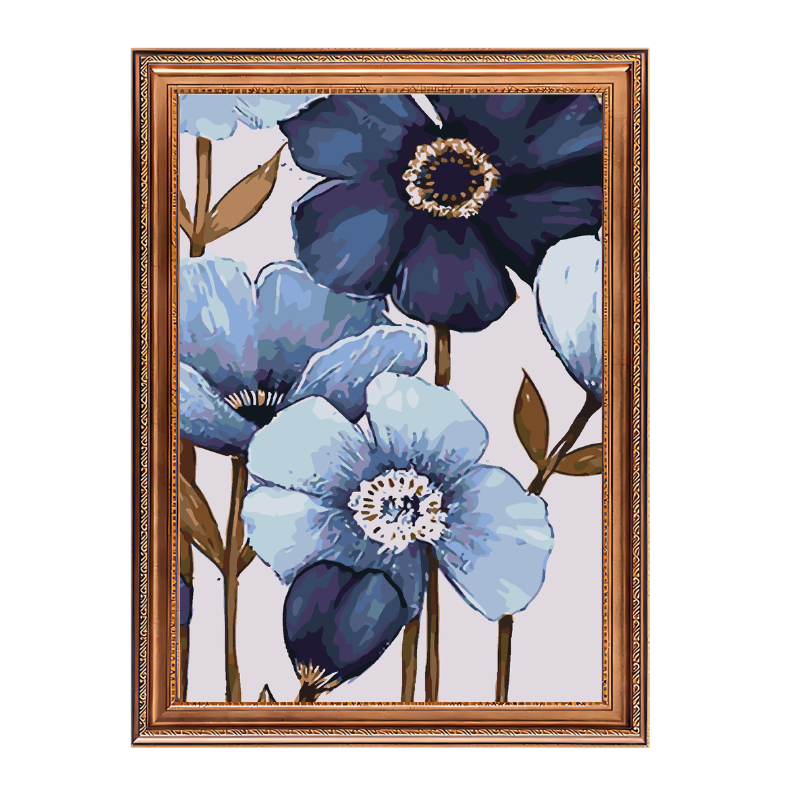 Blue Orchids Flowers-Paint by Numbers