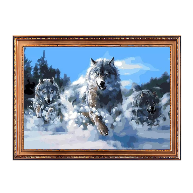 Wolves Hunting in the Snow-Paint by Numbers